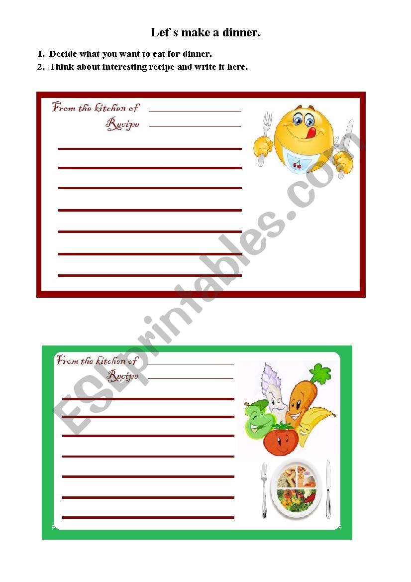 Let`s make a dinner! worksheet